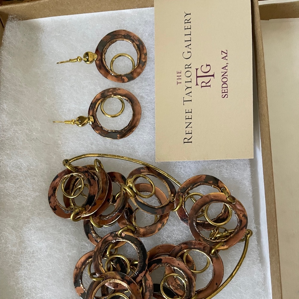 Creative Copper South African Jewelry circle necklace and  hook earrings